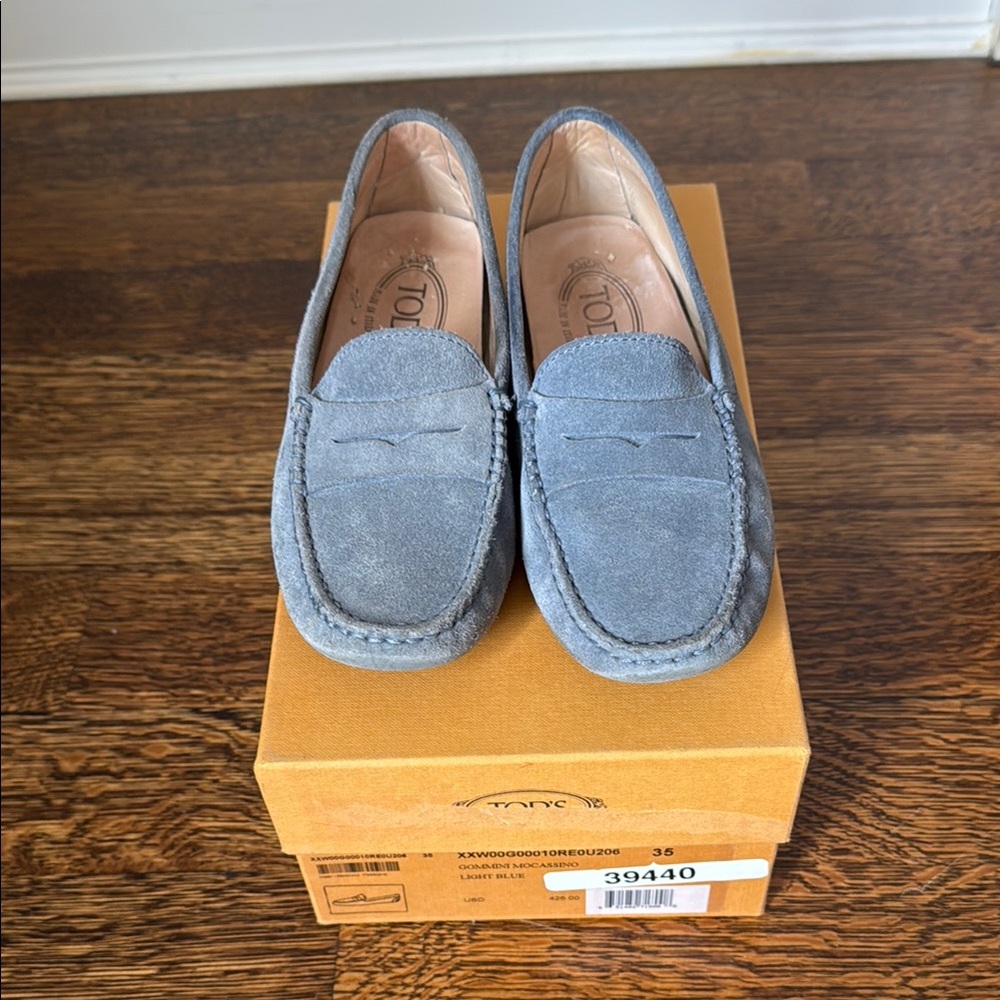 Tod's Women’s Blue Suede Loafers